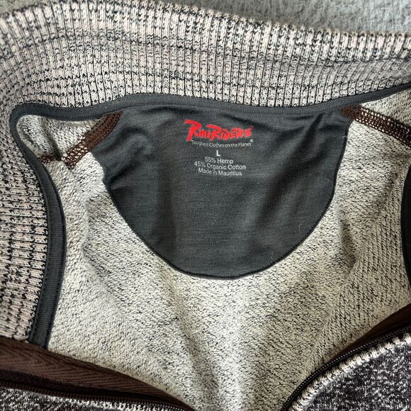 Rail Riders Hemp Sweater Mens L Brown Cotton 1/4 Zip Pullover Sweatshirt Hiking - Picture 7 of 13